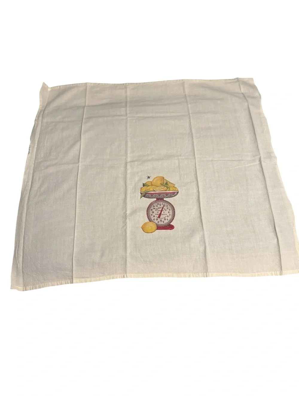 Antique Kitchen Scale, Lemons & Bee Summer Tea Towel Farmhouse Kitchen Decor